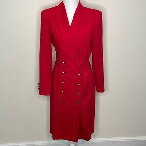 Danny & Nicole Red Double Breasted Collared Coat Dress. Size 12